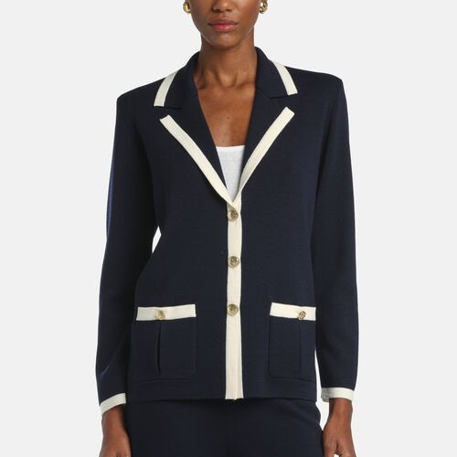 1LS1015-162 [LUISA SPAGNOLI] Meridia Jacket with Lapels Blue #100357 1206 0202 (C-K11-E)