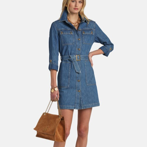 1LS1015-164 [LUISA SPAGNOLI] Button Denim Minidress Blue #542969 1263 (C-K11-E)