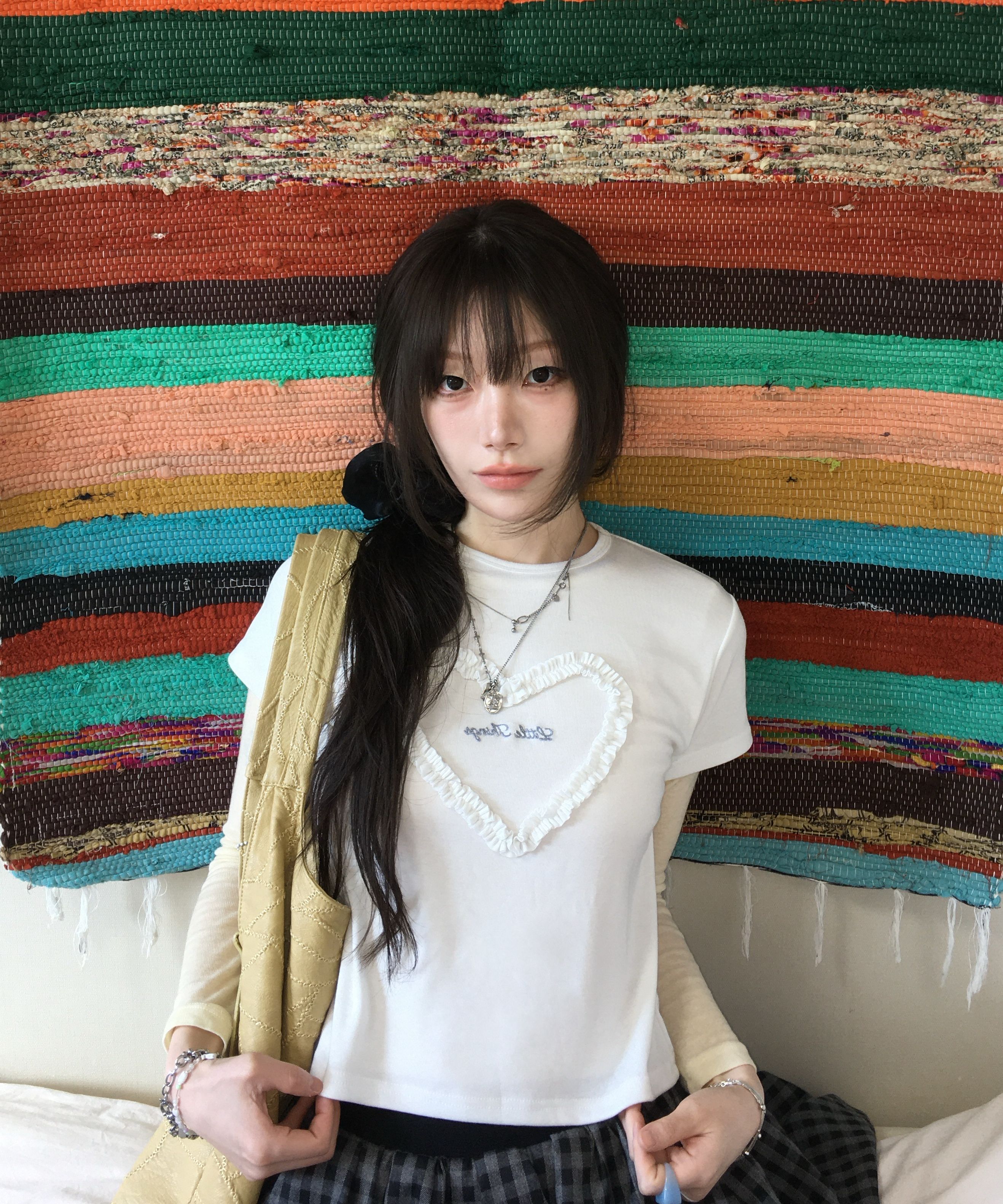 【預購】韓國 ROEM 愛心形 荷葉邊 短袖 T恤