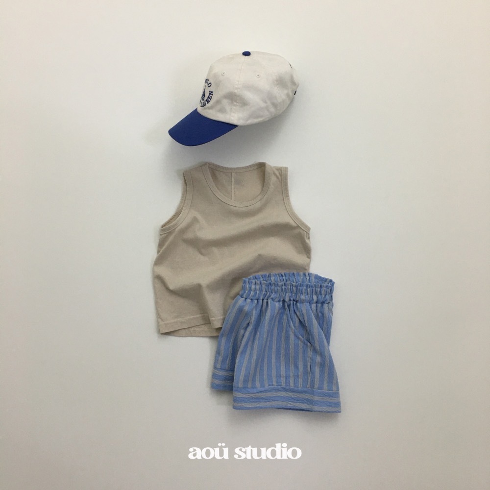 Aou 條紋褶邊短褲 / 2色