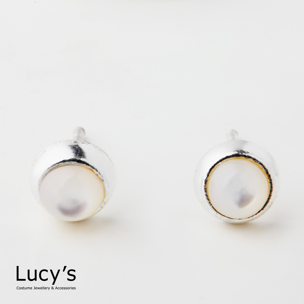 925純銀 月光母貝 耳環 (49582)