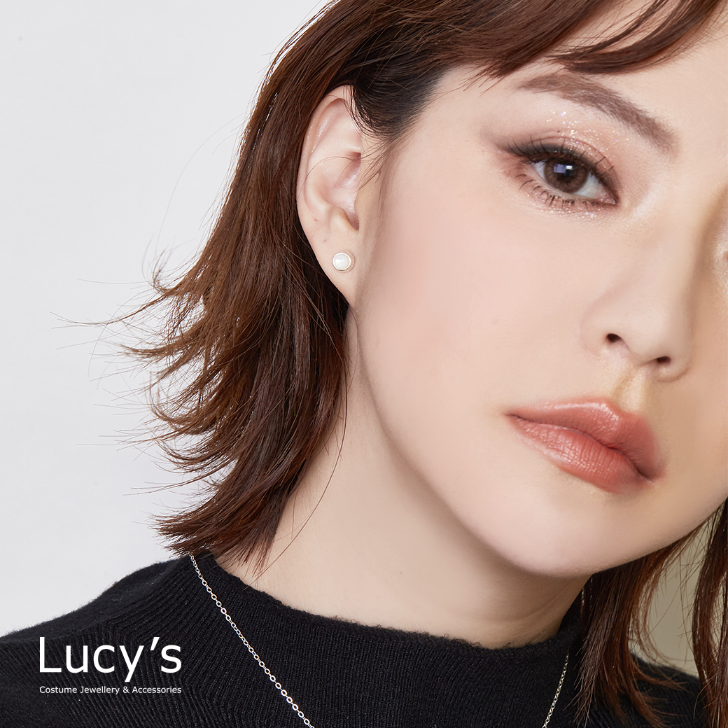 925純銀 月光母貝 耳環 (49582)