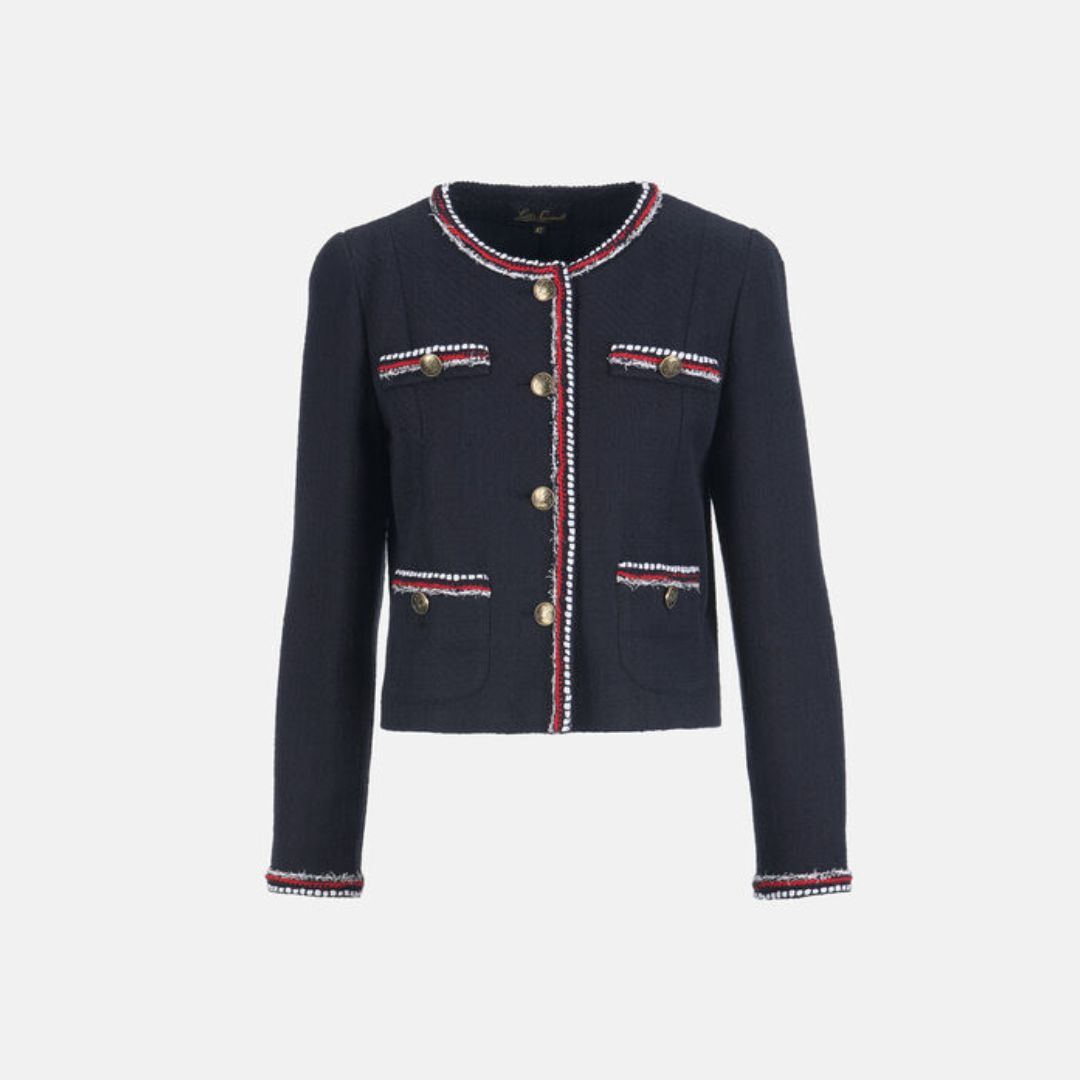 1LS1015-165 [LUISA SPAGNOLI] Valter Good-Tone Cardigan Blue #543170 1206 (C-K11-E)