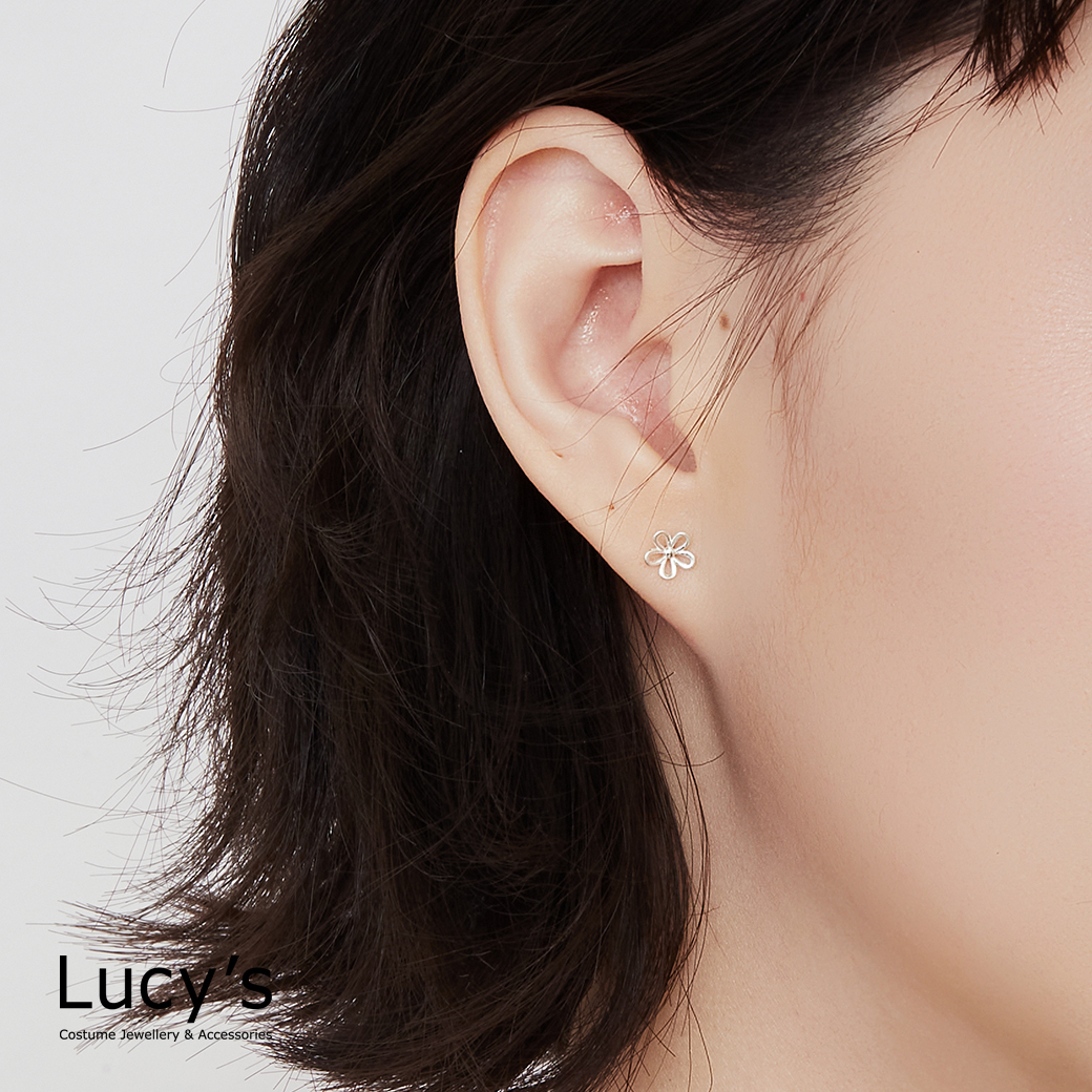 925純銀〔輕銀系列〕手繪小花 耳環 (126457)