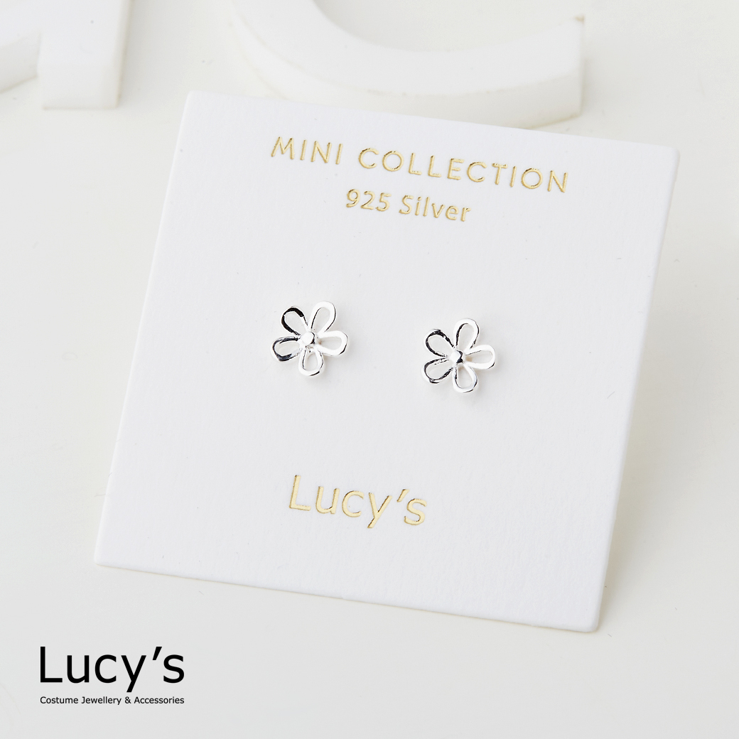 925純銀〔輕銀系列〕手繪小花 耳環 (126457)