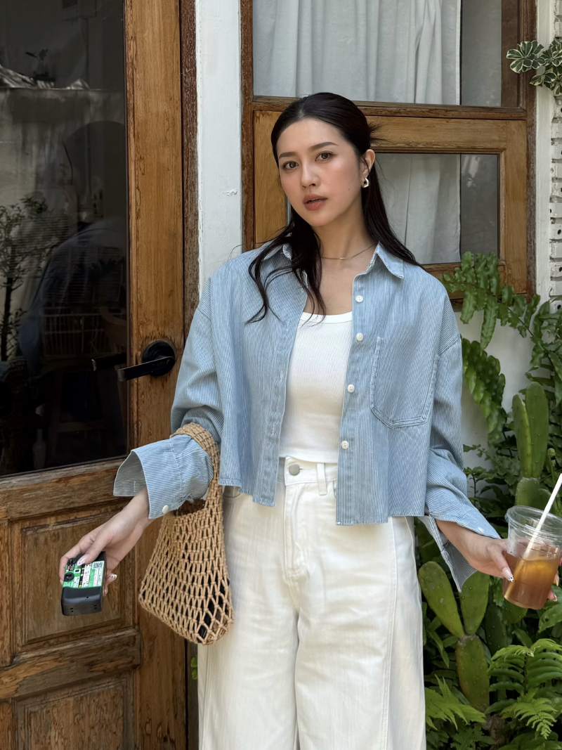 A3388-牛仔直條襯衫