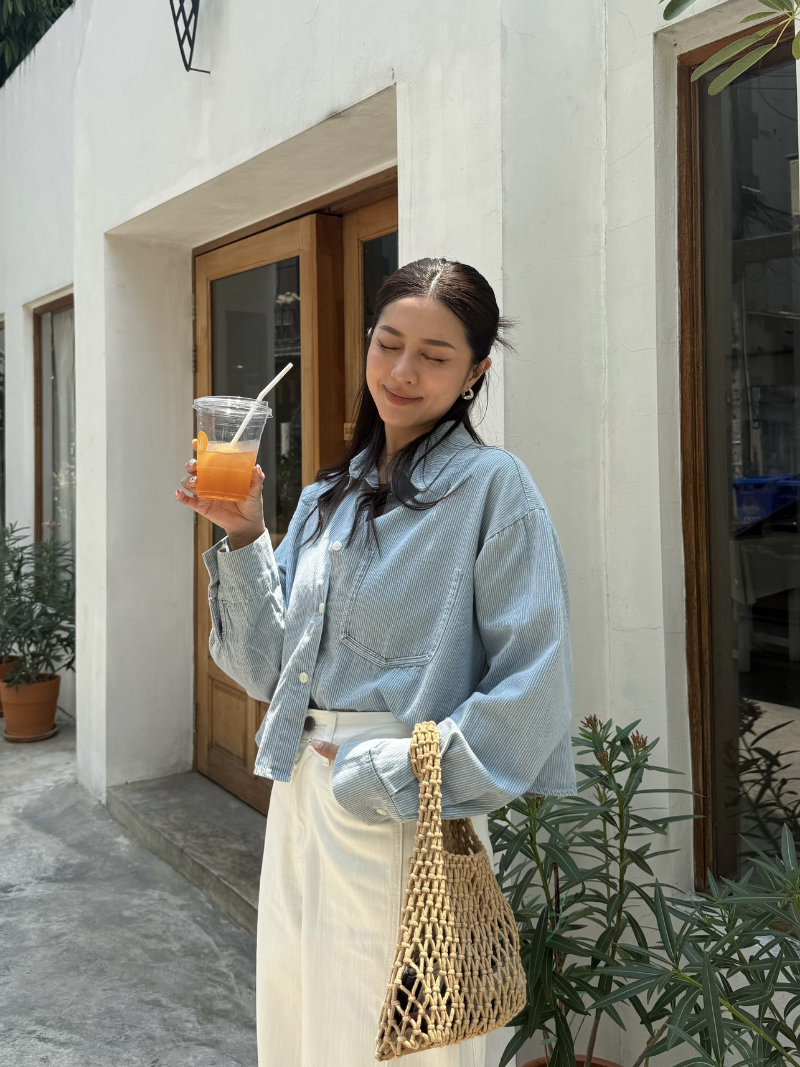 A3388-牛仔直條襯衫