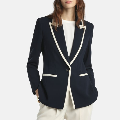 1LS1015-166 [LUISA SPAGNOLI] Sailing Single-Breasted Jacket with Contrast Trims Blue #542791 1206 0210 (C-K11-E)