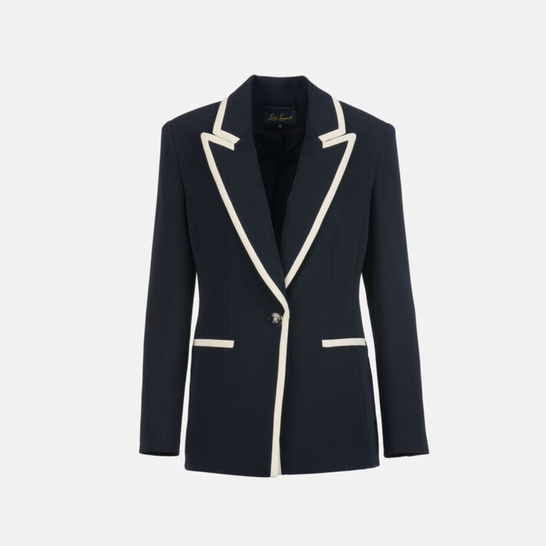 1LS1015-166 [LUISA SPAGNOLI] Sailing Single-Breasted Jacket with Contrast Trims Blue #542791 1206 0210 (C-K11-E)