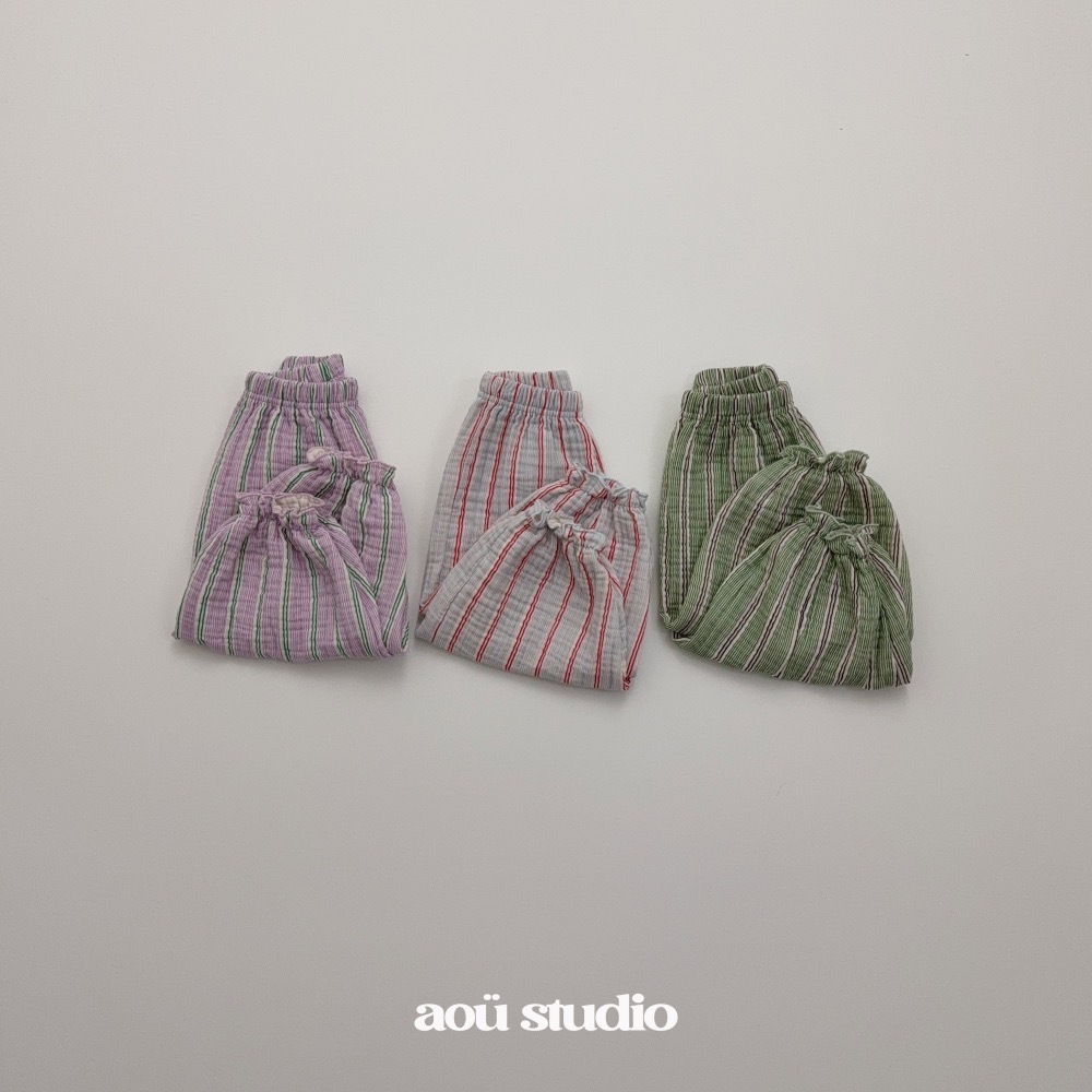 Aou 彩色糖直紋縮口褲 / 3色