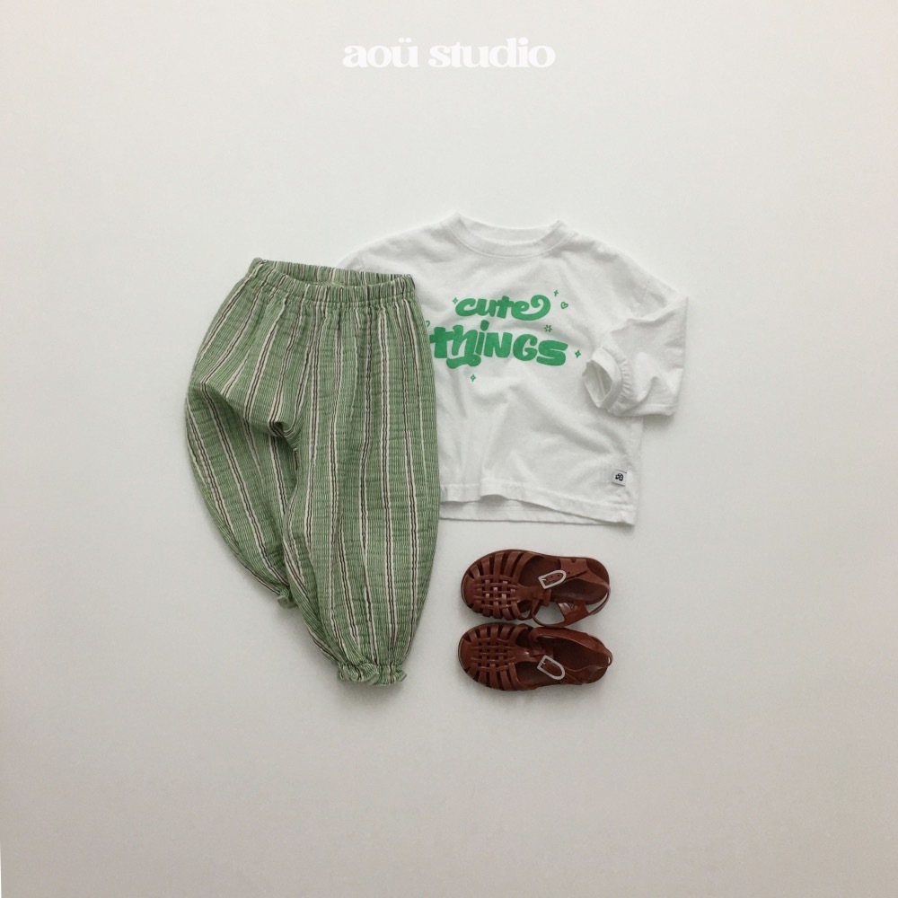 Aou 彩色糖直紋縮口褲 / 3色