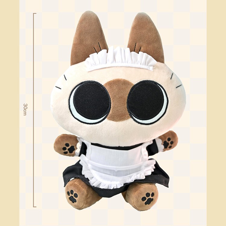 【限量販售】暹羅貓小豆泥-豆泥餐廳系列第二彈-30cm毛絨公仔-坐姿女僕款