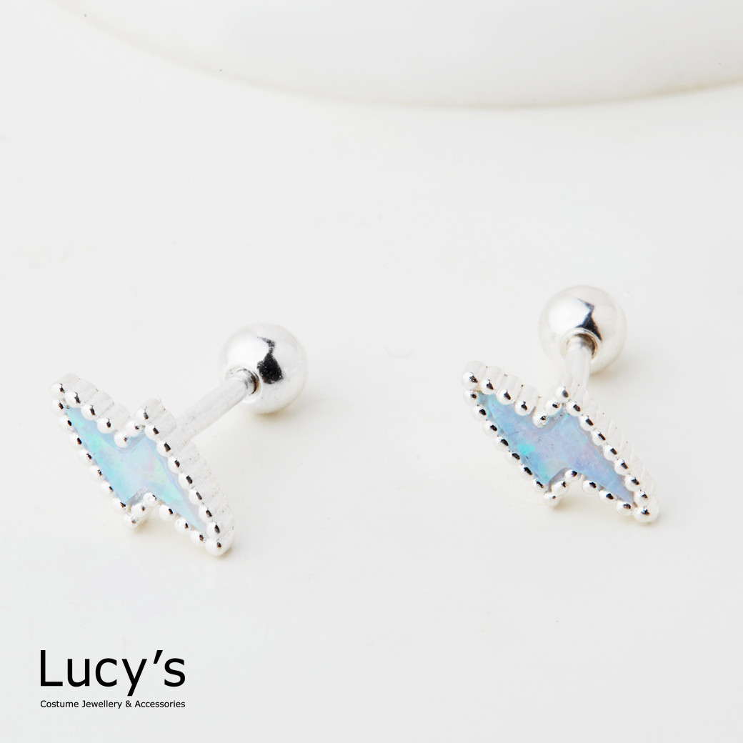 925純銀 閃電 轉珠耳環 (127182)