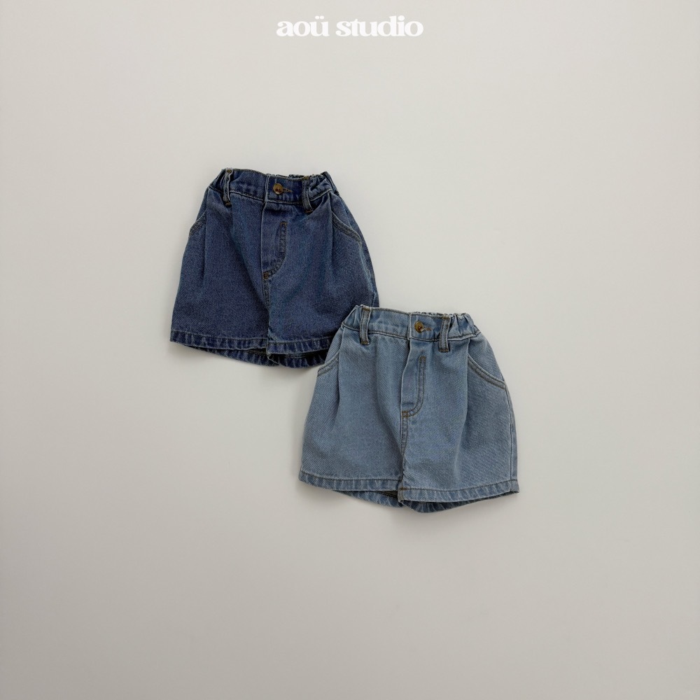 Aou 抓褶牛仔短褲 / 2色