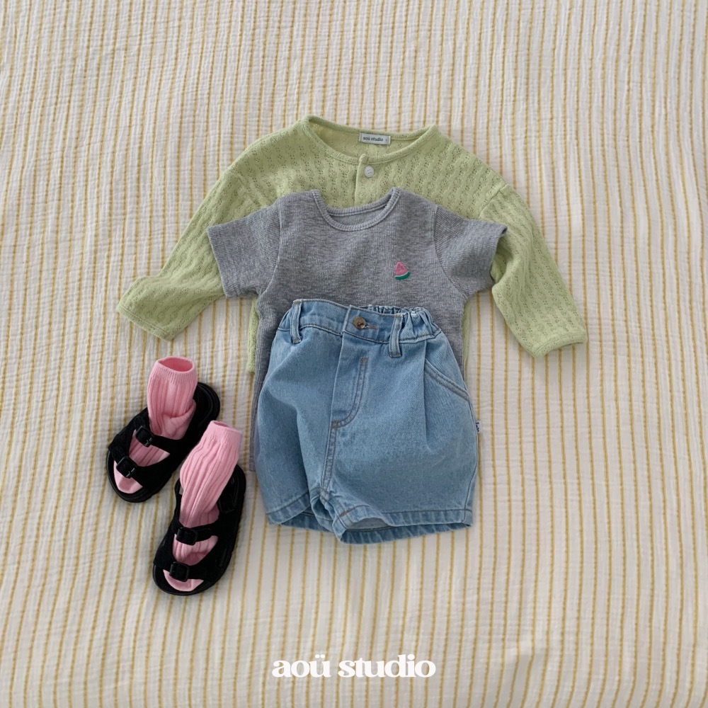 Aou 抓褶牛仔短褲 / 2色