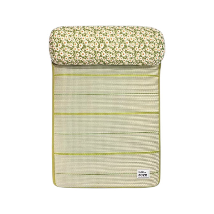 Zeze 寵物夏日竹蓆床仔 - 綠色小雛菊 (T型)