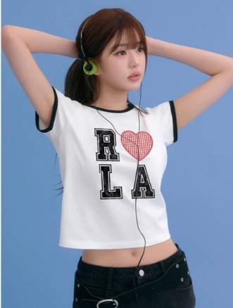【入LIVECODE一件減至$228😱🔥！】【聖水洞封館！張員瑛代言X韓妹大愛品牌🎀】【ROLAROLA】I LOVE ROLA PATCHWORK RINGER T-SHIRT (3 Colors)