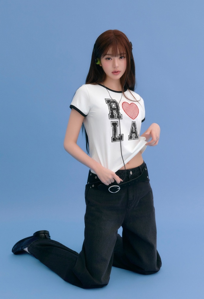 【入LIVECODE一件減至$228😱🔥！】【聖水洞封館！張員瑛代言X韓妹大愛品牌🎀】【ROLAROLA】I LOVE ROLA PATCHWORK RINGER T-SHIRT (3 Colors)