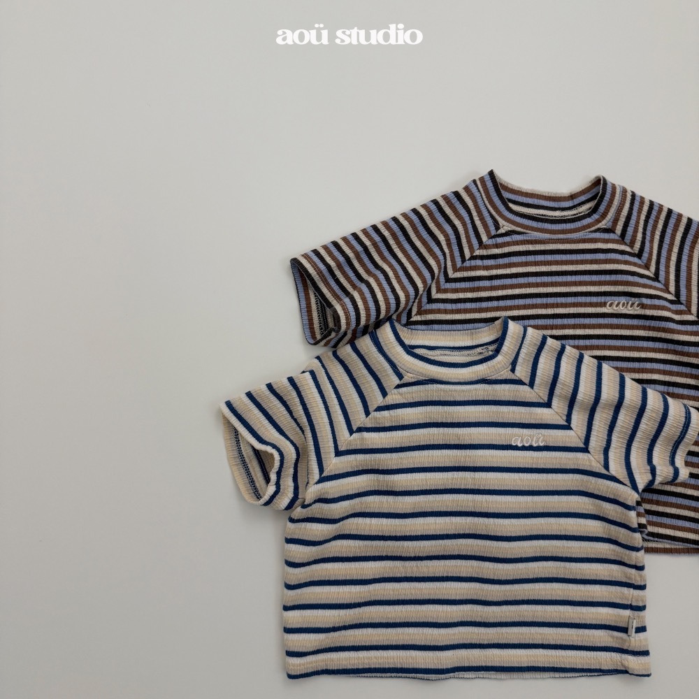 Aou 拼色條紋涼爽上衣 / 2色