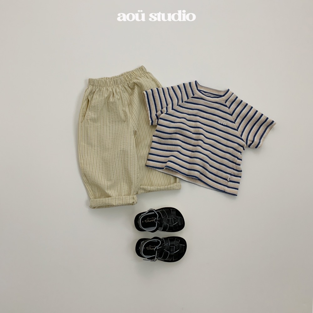 Aou 拼色條紋涼爽上衣 / 2色