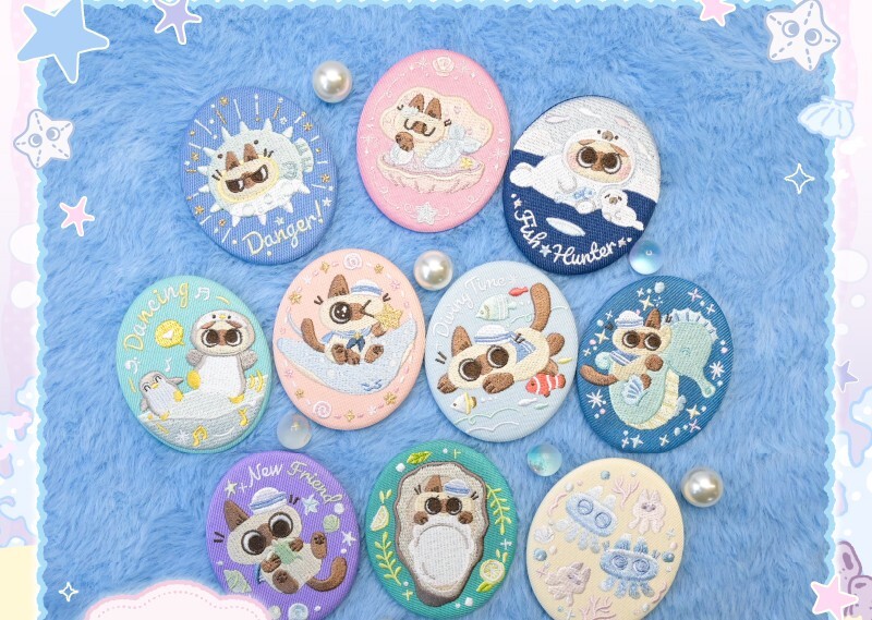 【限量販售】暹羅貓小豆泥-海底兩萬泥系列-刺繡徽章盲盒（1個，9個/套）盲盒販售 隨機出貨