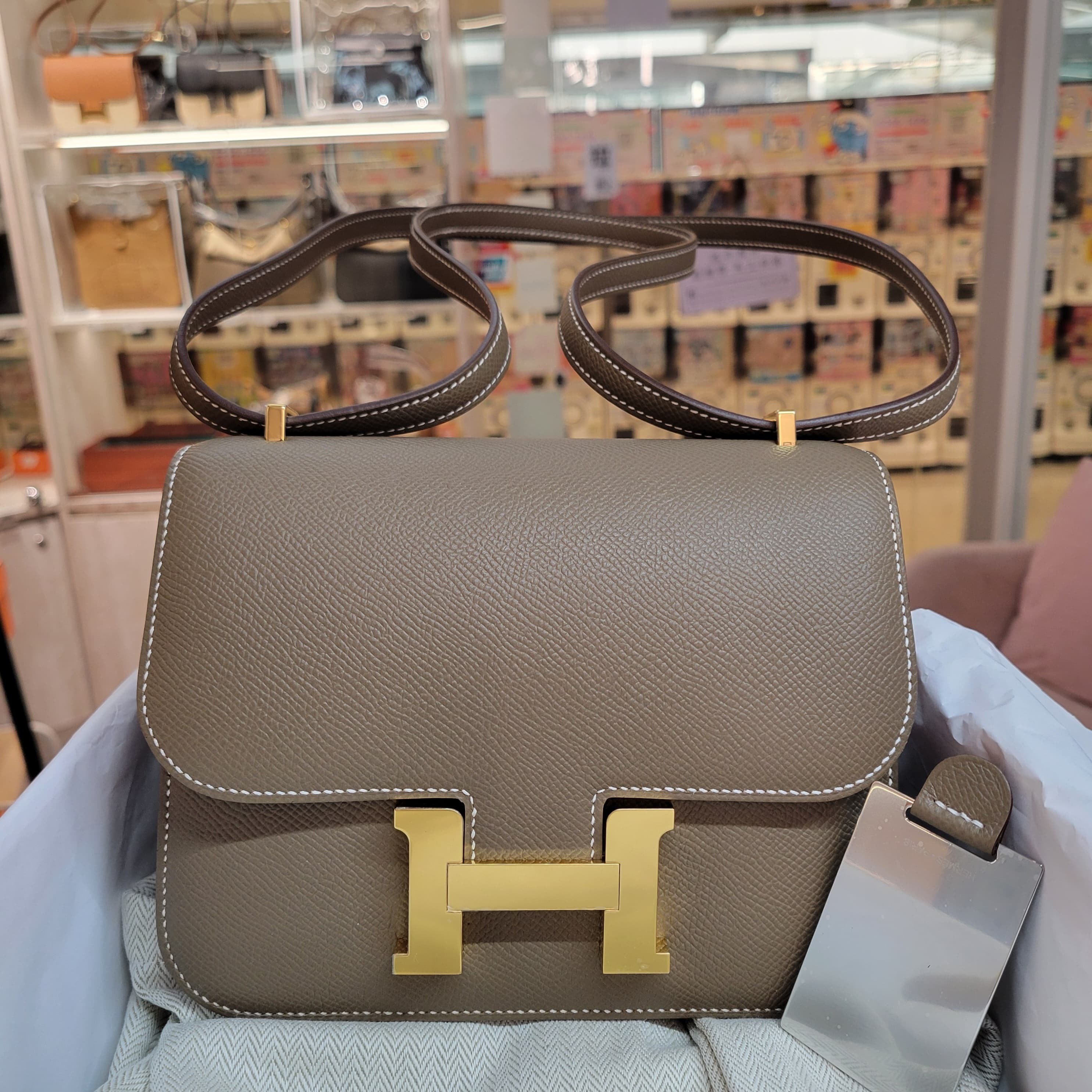 HERMES Mini Constance ETOUPE CC EPSOM 大象灰金扣 (有鏡)