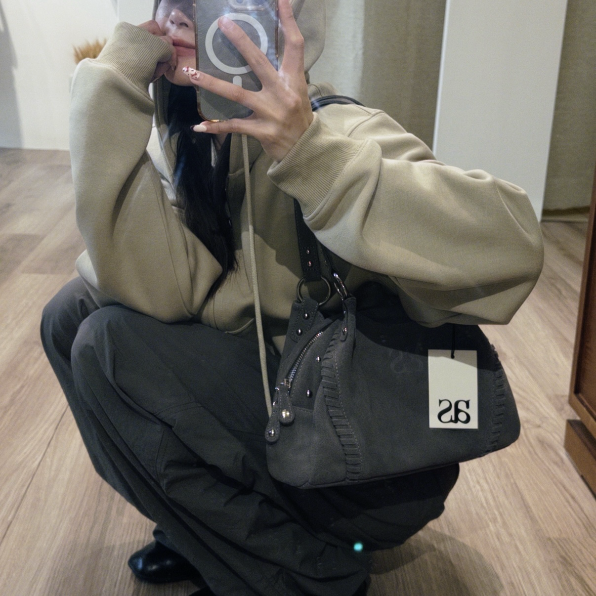 韓國as”on麂皮流浪包（as”on家全品項皆可代購）