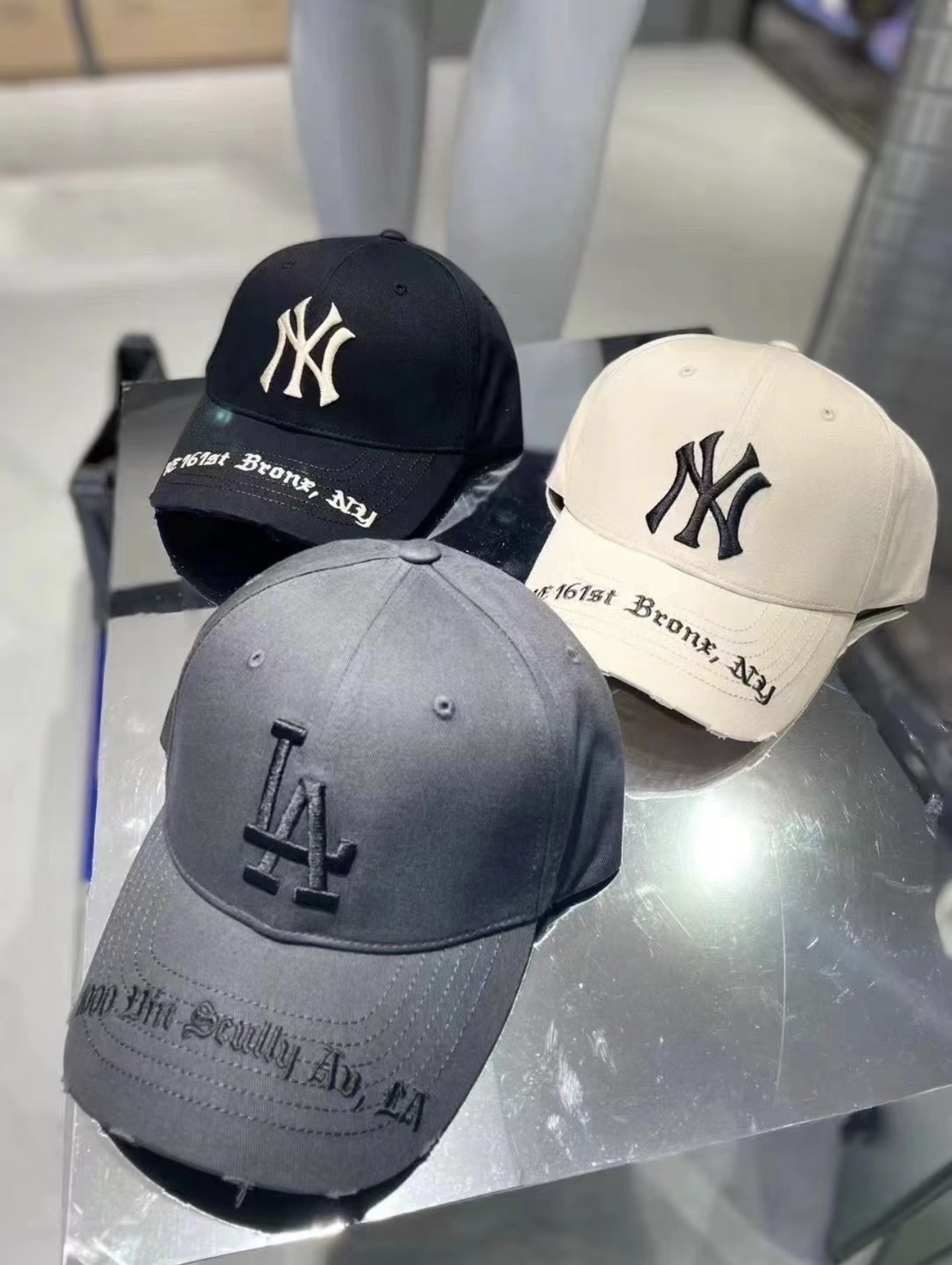 MLB 經典 特殊款 哥德字 棒球帽 破壞 老帽 黑 白 灰 3色