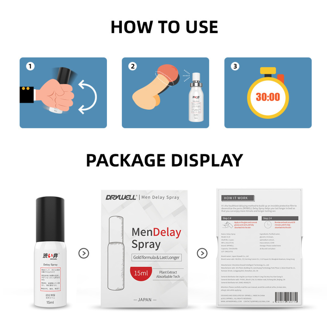 Drywell 升級溫和天然配方 男士延遲噴霧 - 15ml