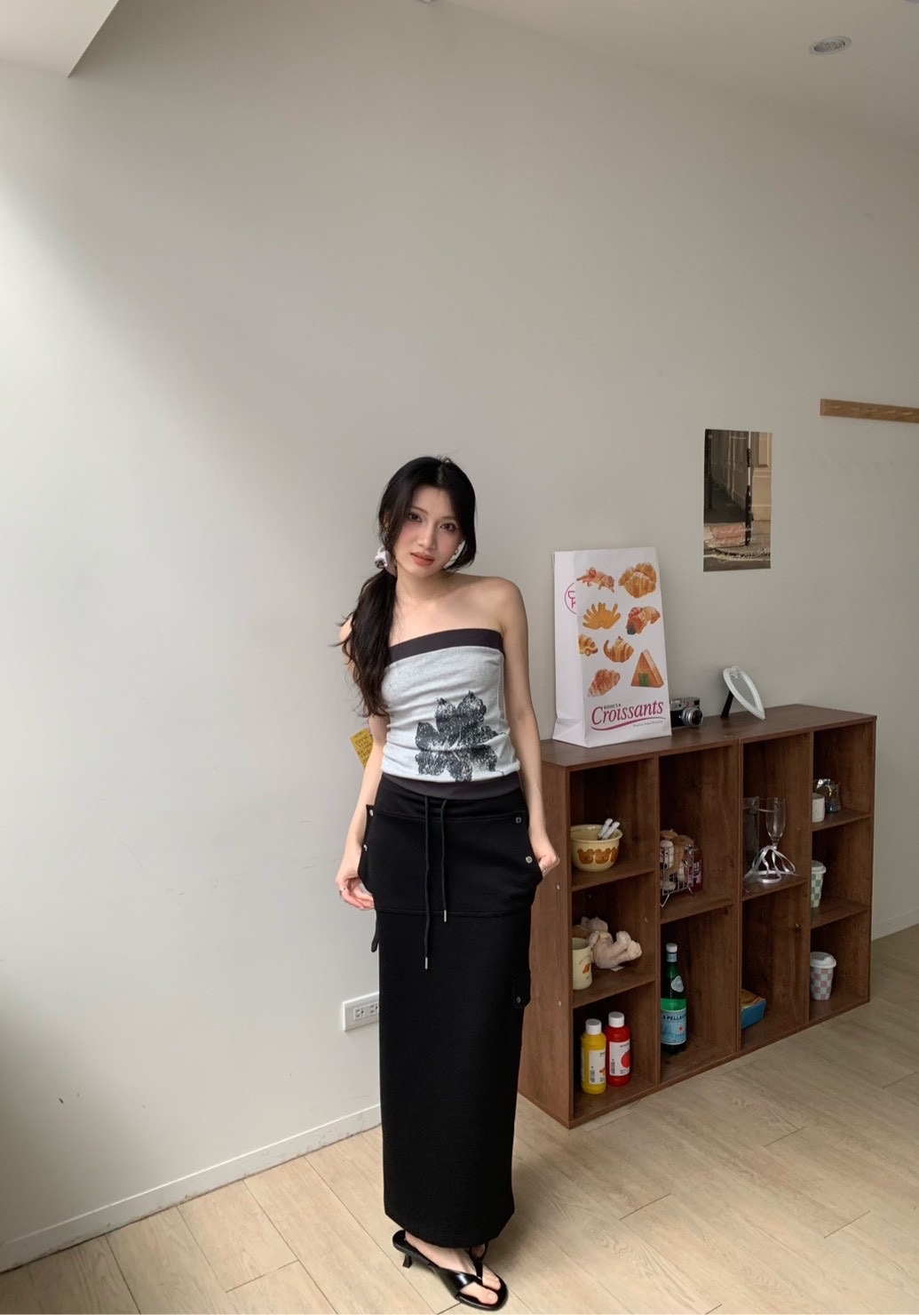 B125氣質造型口袋棉長裙