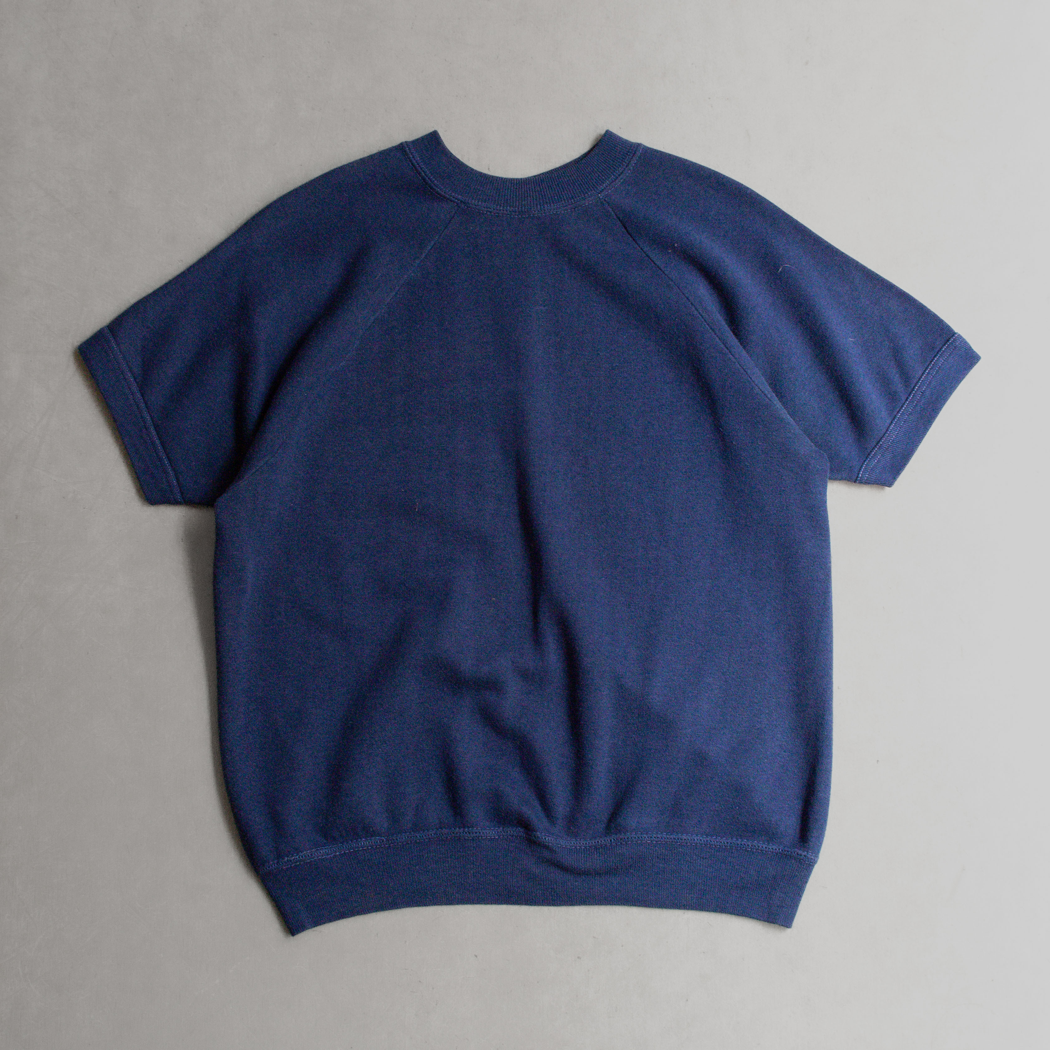 VINTAGE S/S SWEATSHIRT 美國 深藍 混紡 拉克蘭 短袖 大學T