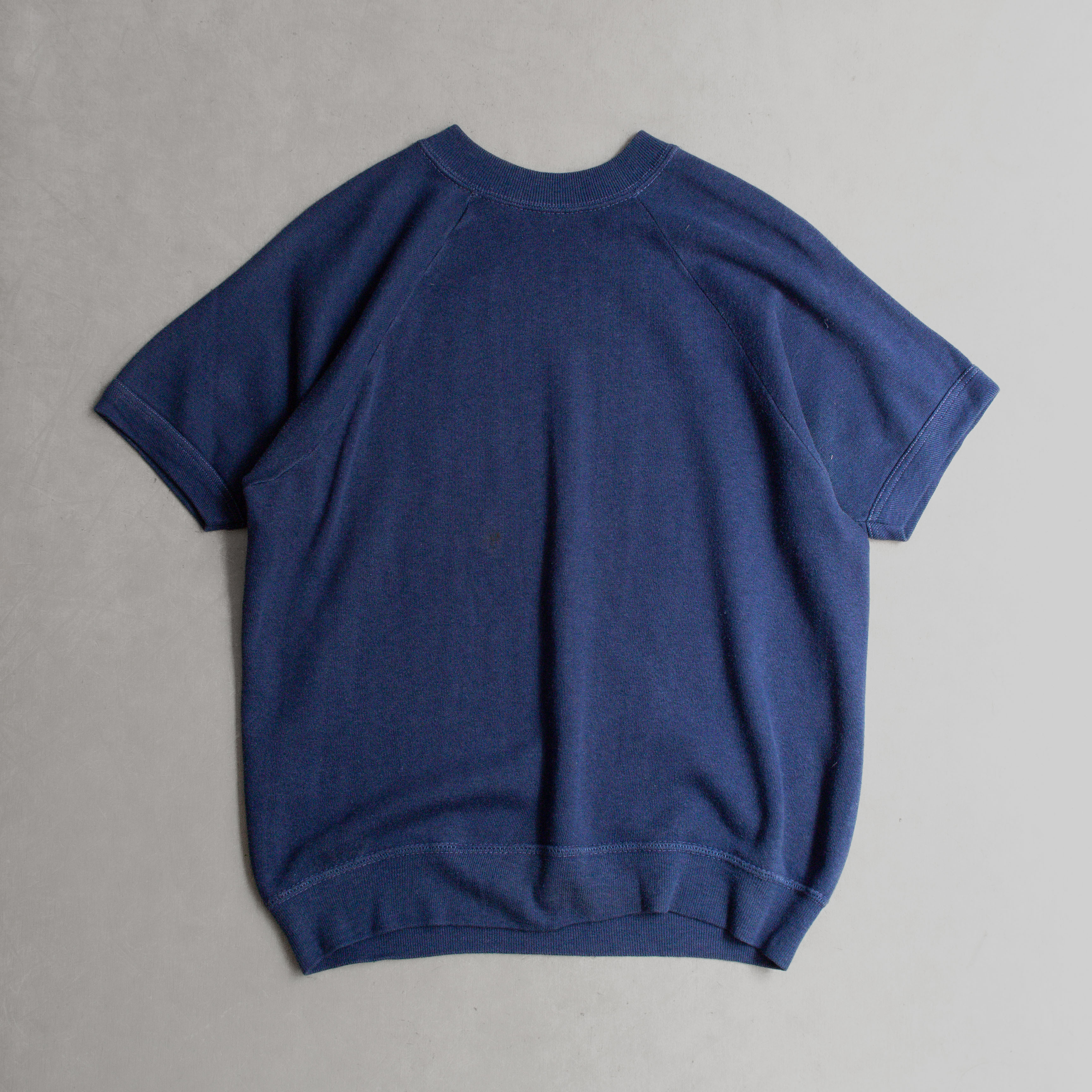 VINTAGE S/S SWEATSHIRT 美國 深藍 混紡 拉克蘭 短袖 大學T