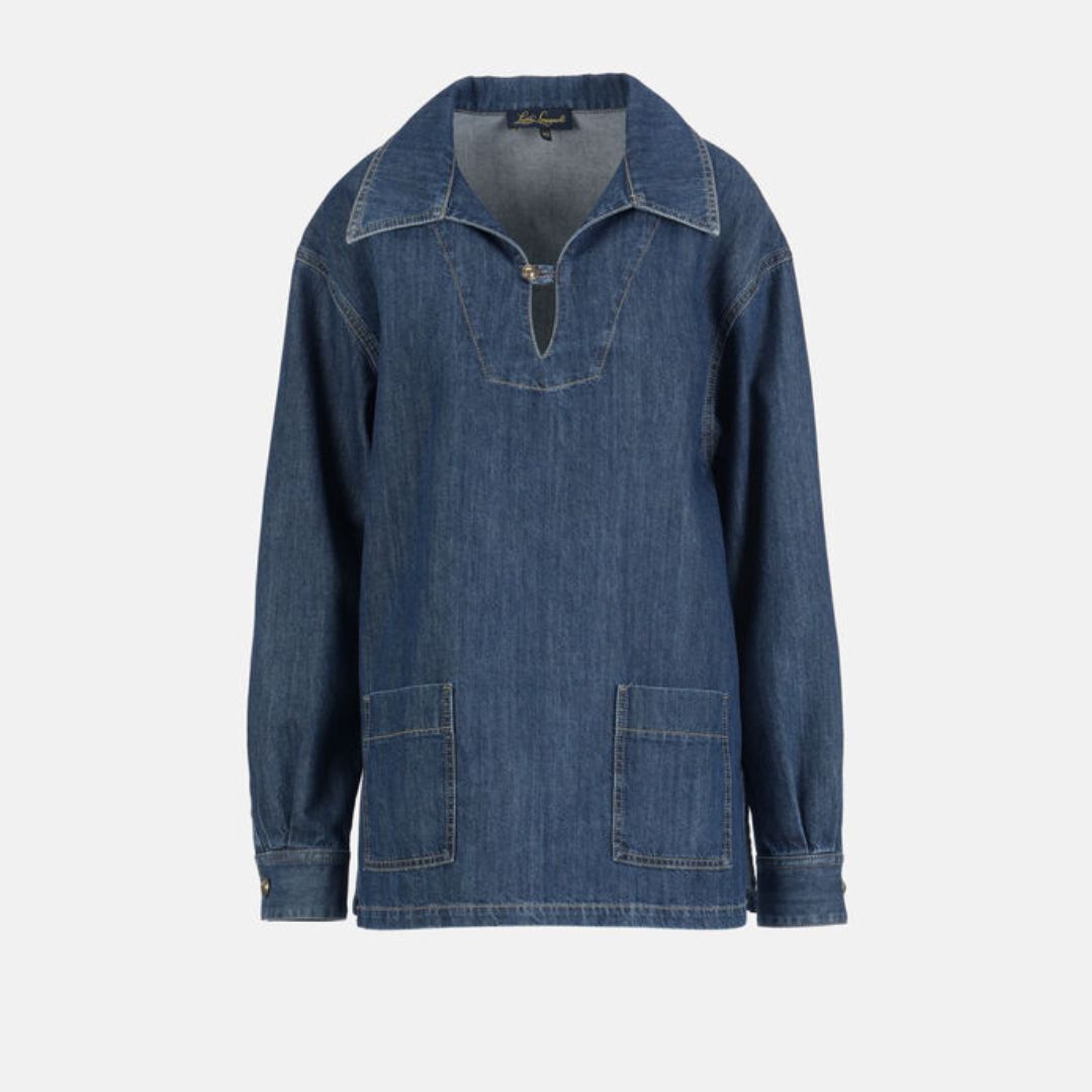 1LS1015-170 [LUISA SPAGNOLI] Binata Oversized Denim Blouse Blue #542848 1207 (C-K11-E)