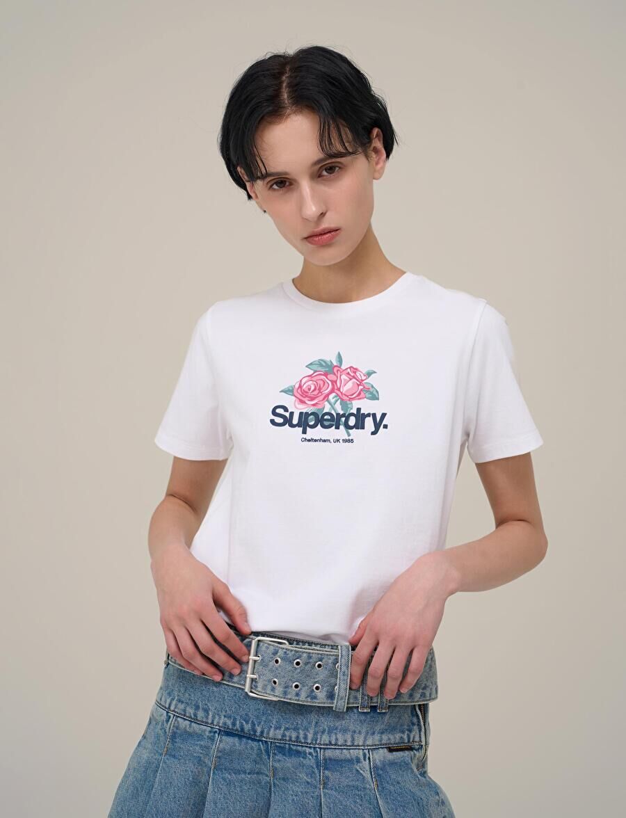【直播】Superdry LX041021 女裝玫瑰圖案短袖上衣 (SDFISCP07)