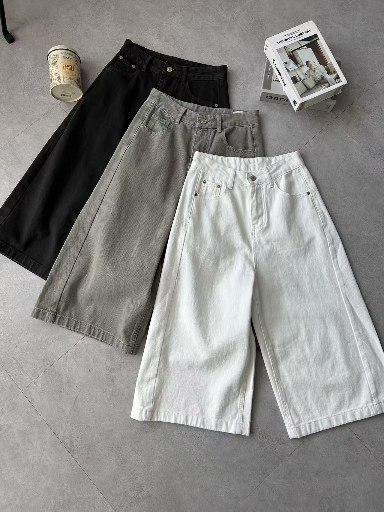 Georgia Denim Wide Leg Culottes White -2671PLWHI