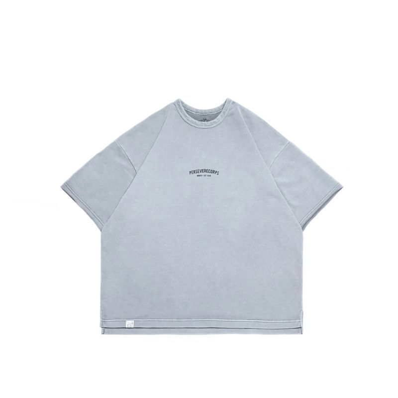 PERSEVERE WASHED FRENCH TERRY T-SHIRT - WASHED LIGHT GREY SIZE XL