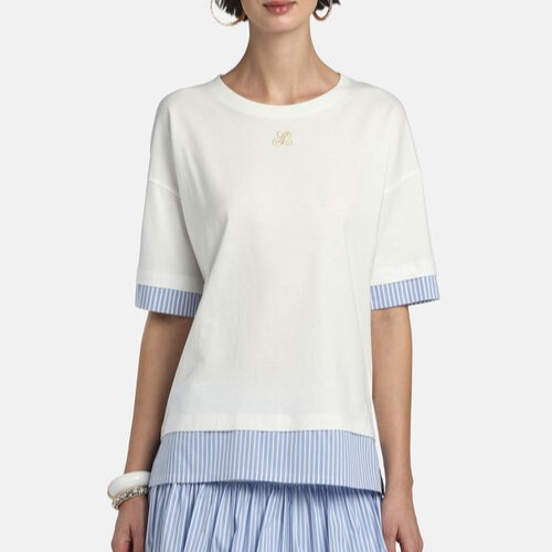 1LS1015-174 [LUISA SPAGNOLI] Baiadera Layered-Effect T-Shirt Cream #543155 0202 3189 (C-K11-E)