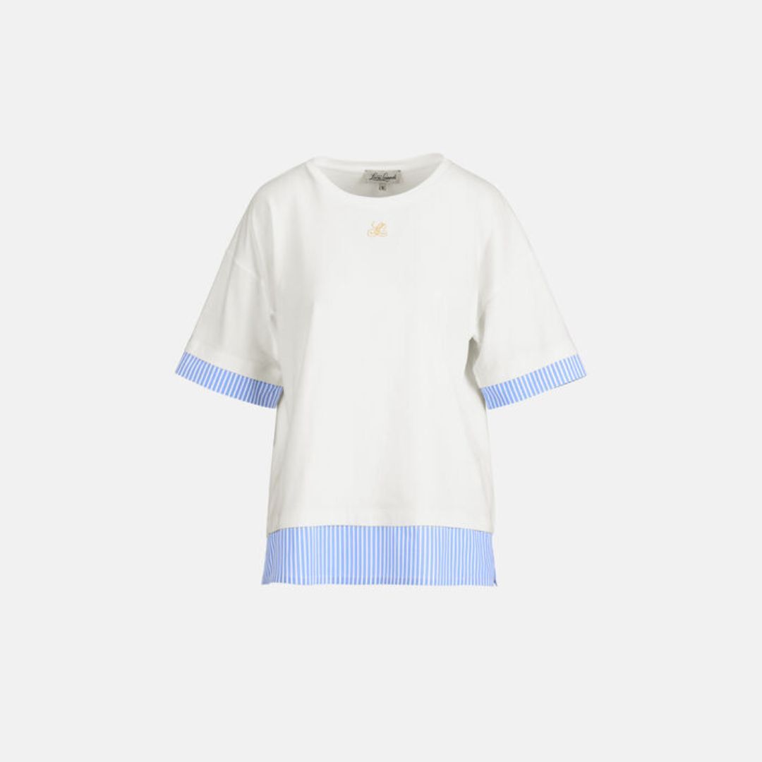 1LS1015-174 [LUISA SPAGNOLI] Baiadera Layered-Effect T-Shirt Cream #543155 0202 3189 (C-K11-E)