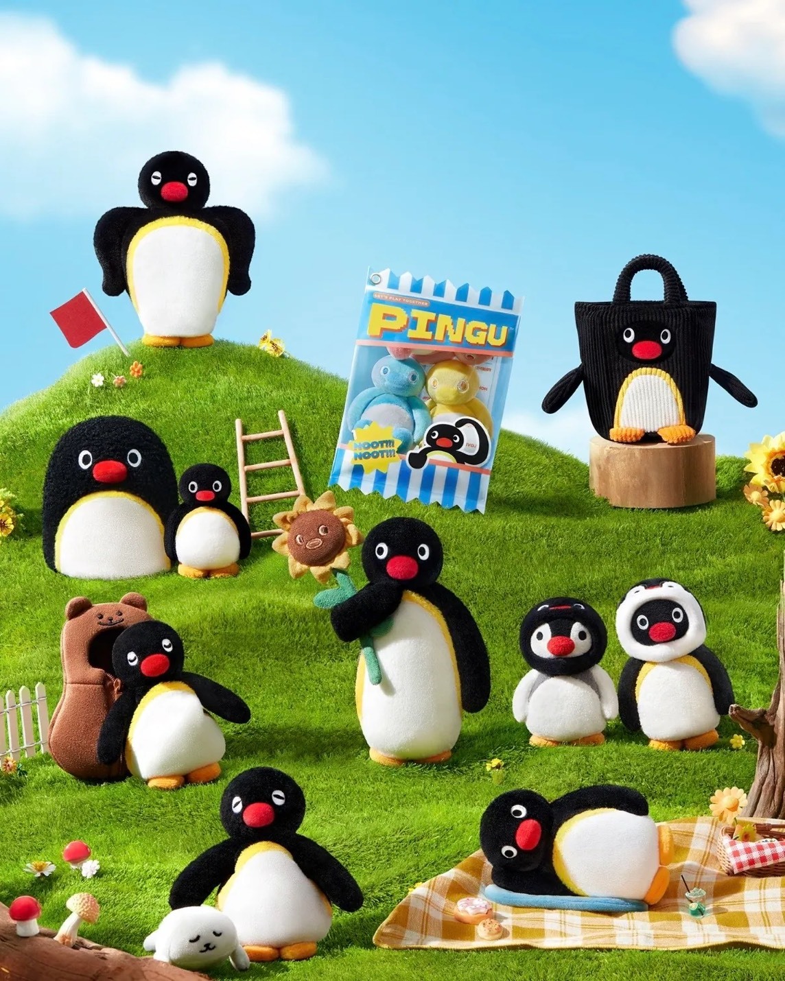 正版授權 企鵝家族 PINGU MINI MEME系列 毛絨吊飾 鑰匙圈 盲盒