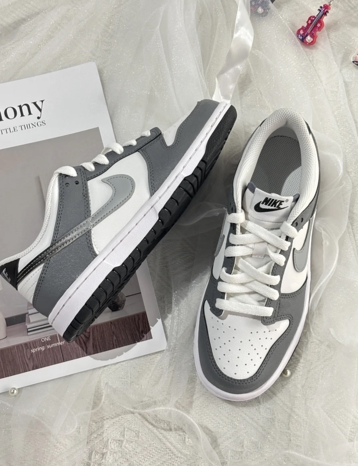 Nike Dunk 銀灰色 漸層 皮革 大童款 HM9617-001/預購