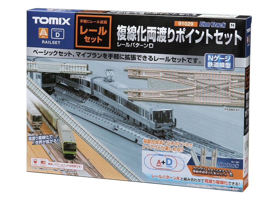 Tomix 91029 N Scale Double Track Double Crossover Track Set
