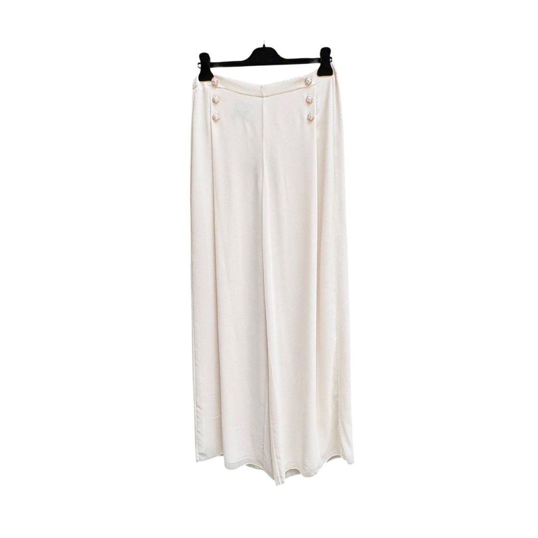 1EA0408-186 [EDWARD ACHOUR] Sailor Button Palazzo Pants White #100916/1027 (EU)