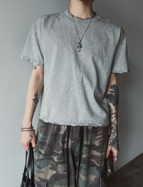淨色破洞Boxy短袖Tee GARMENTS-069T