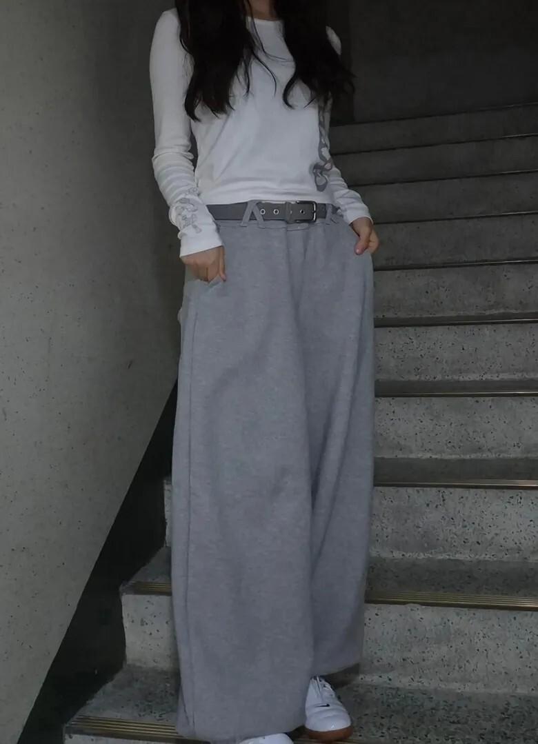 【預購】韓國 NYXX STITCH 刺繡 口袋 慢跑褲 休閒褲 灰粉