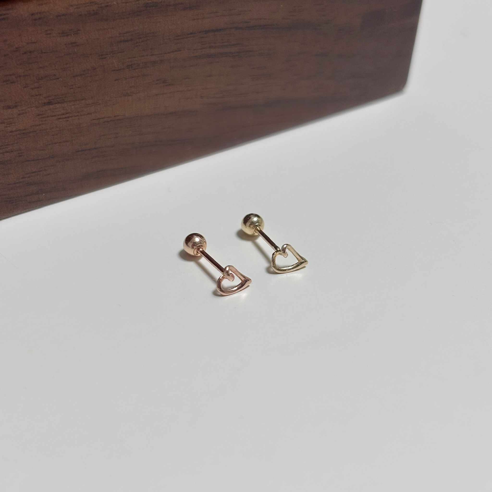 【韓國連線】14K 手繪愛心轉珠耳環