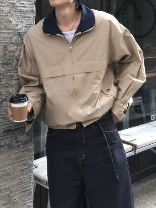 拼色企反領拉鍊外套 GARMENTS-073JK