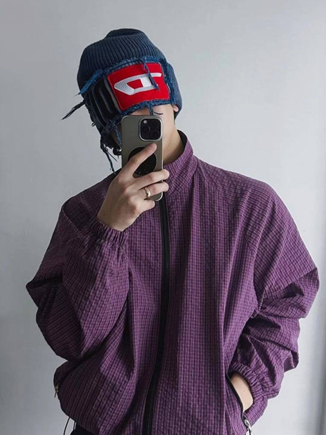 暗格紋企領拉鍊外套 GARMENTS-074JK