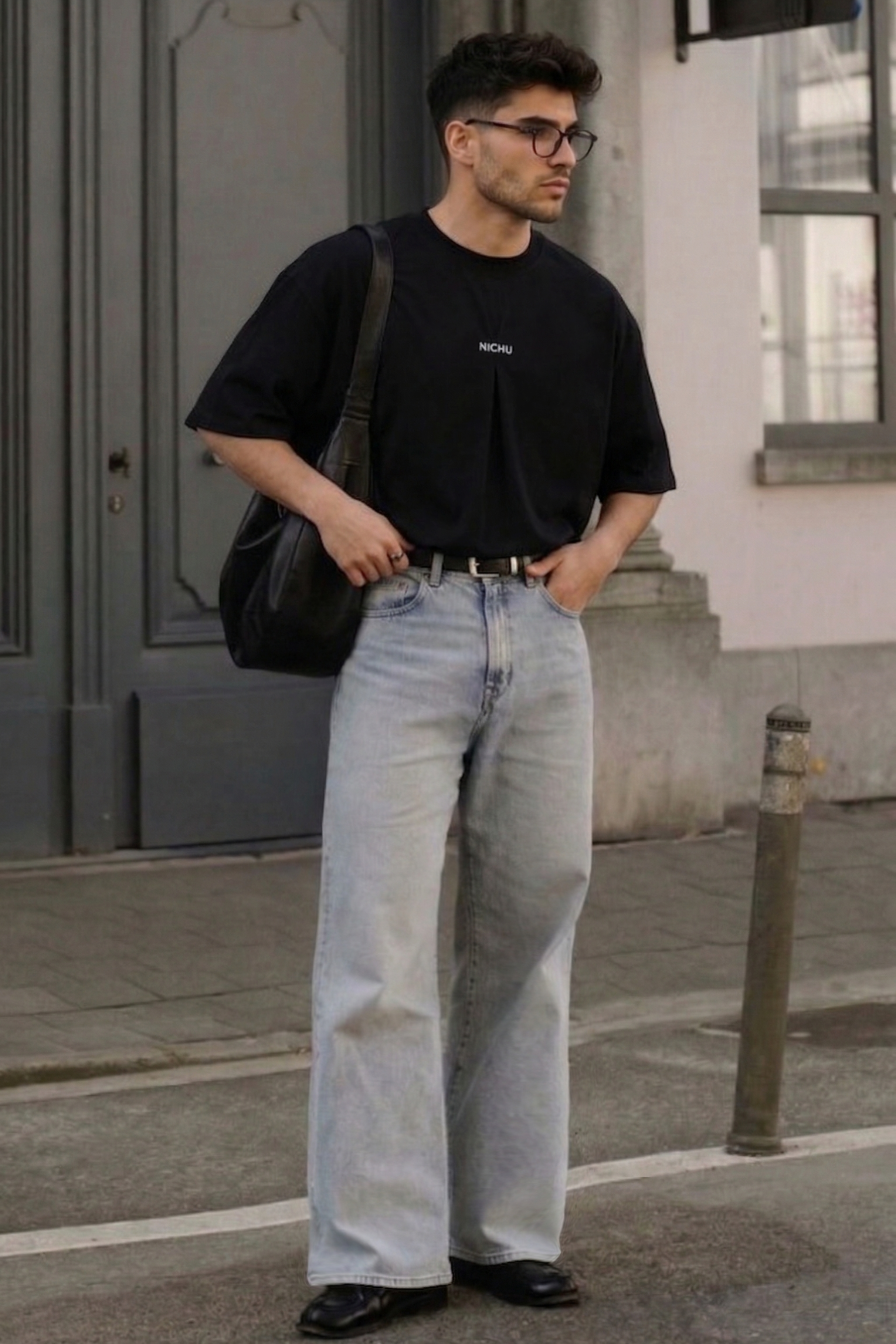 Layered Pleat Line Embroidered T-Shirt (U)