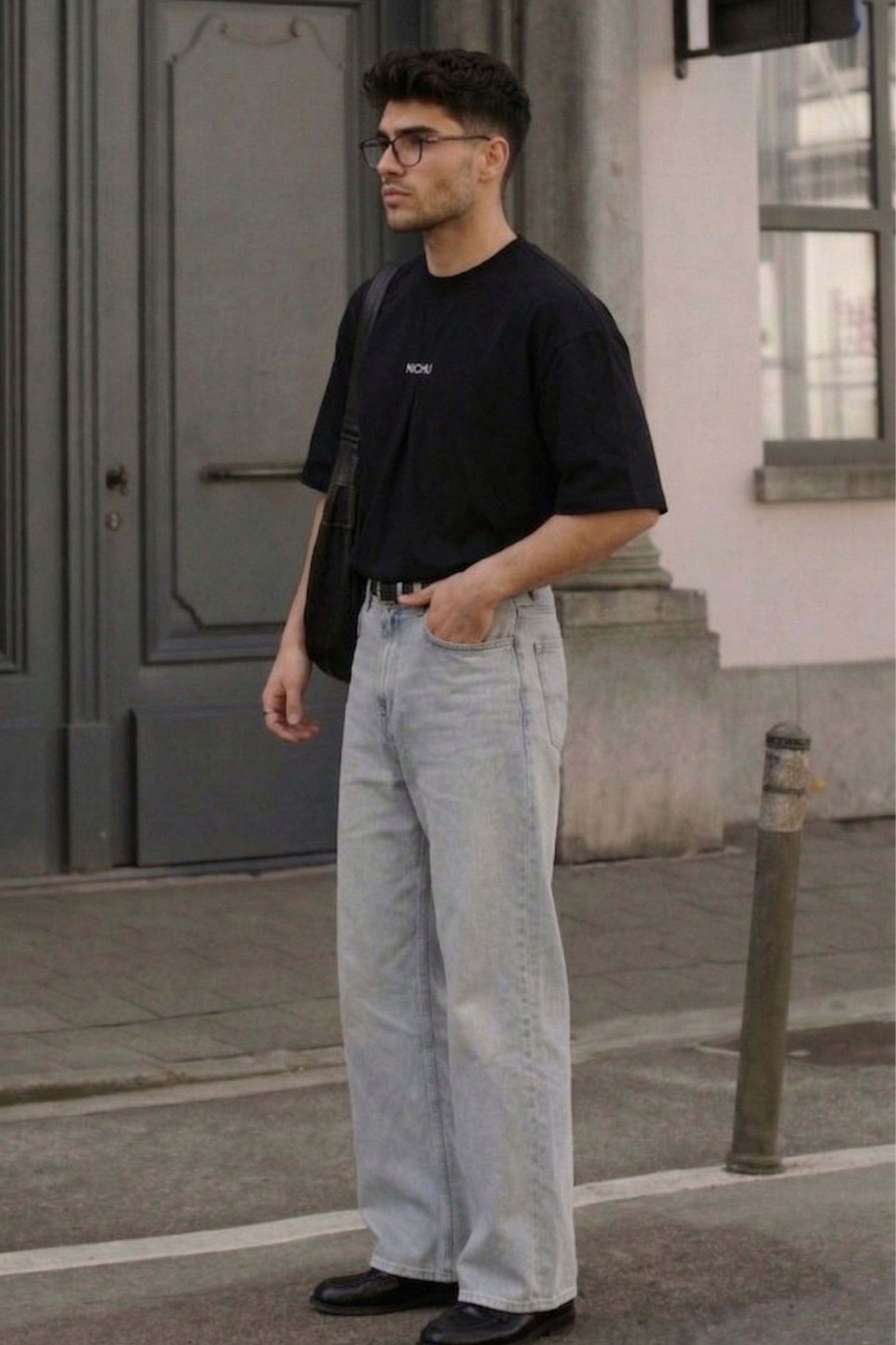 Layered Pleat Line Embroidered T-Shirt (U)