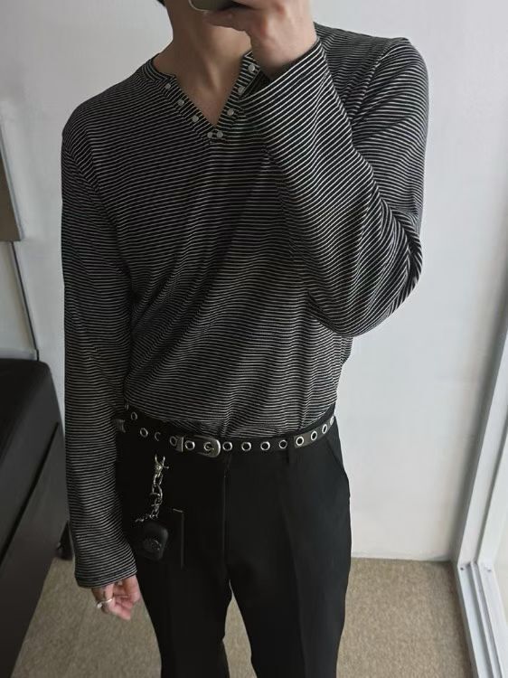 V領橫間長袖衫 GARMENTS-075T